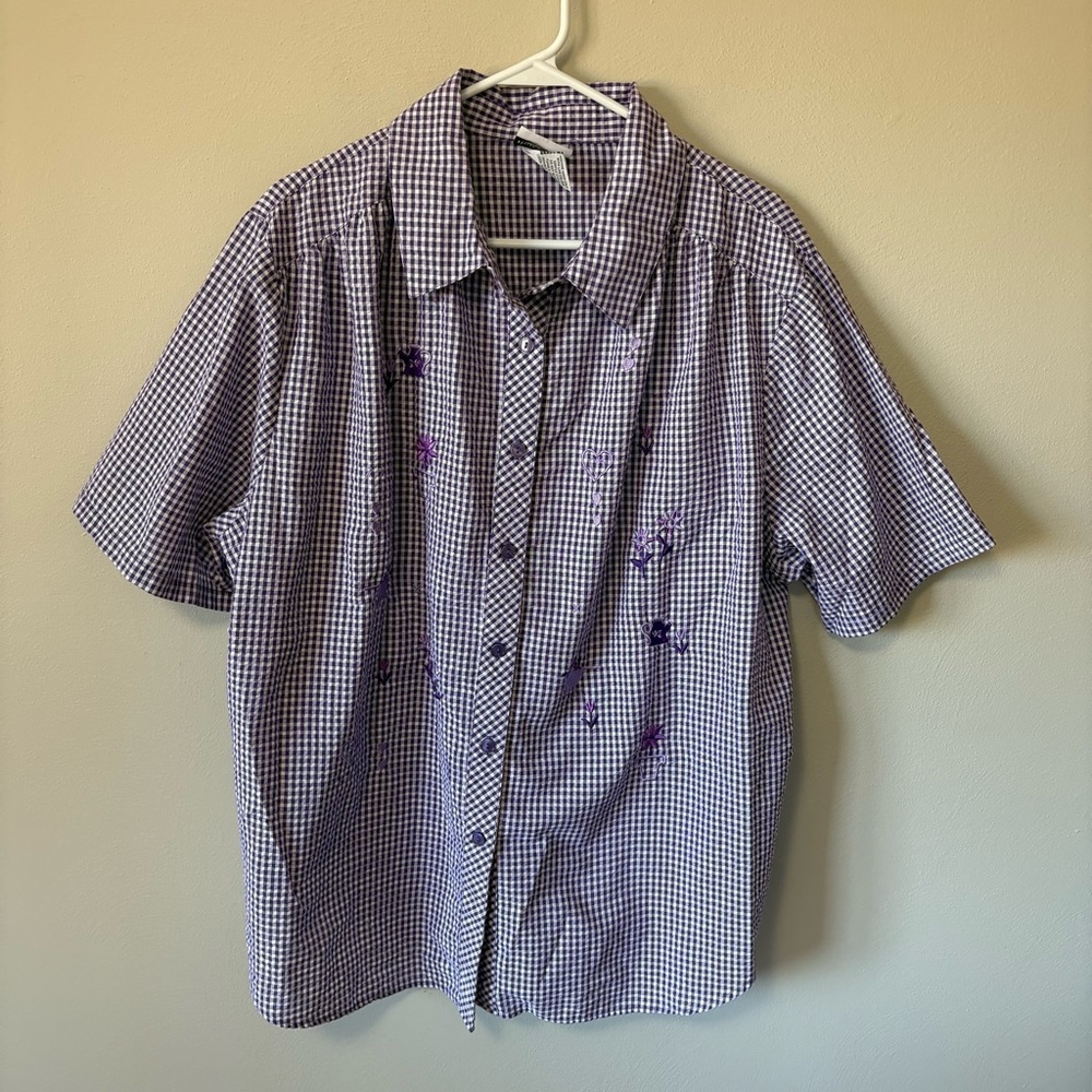 Bonworth Gingham Spring Embroidery Blouse XL
